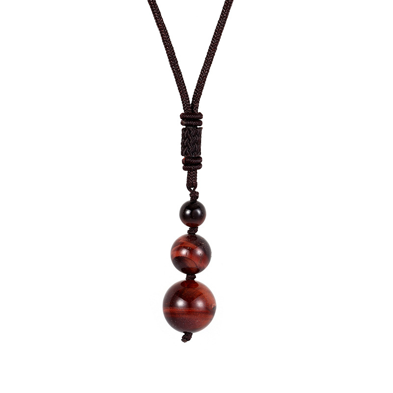 Collar de moda europea y americana 16MM colgante de amatista natural collar de ojo de tigre rojo collar de obsidiana joyería para hombres y mujeres image 8