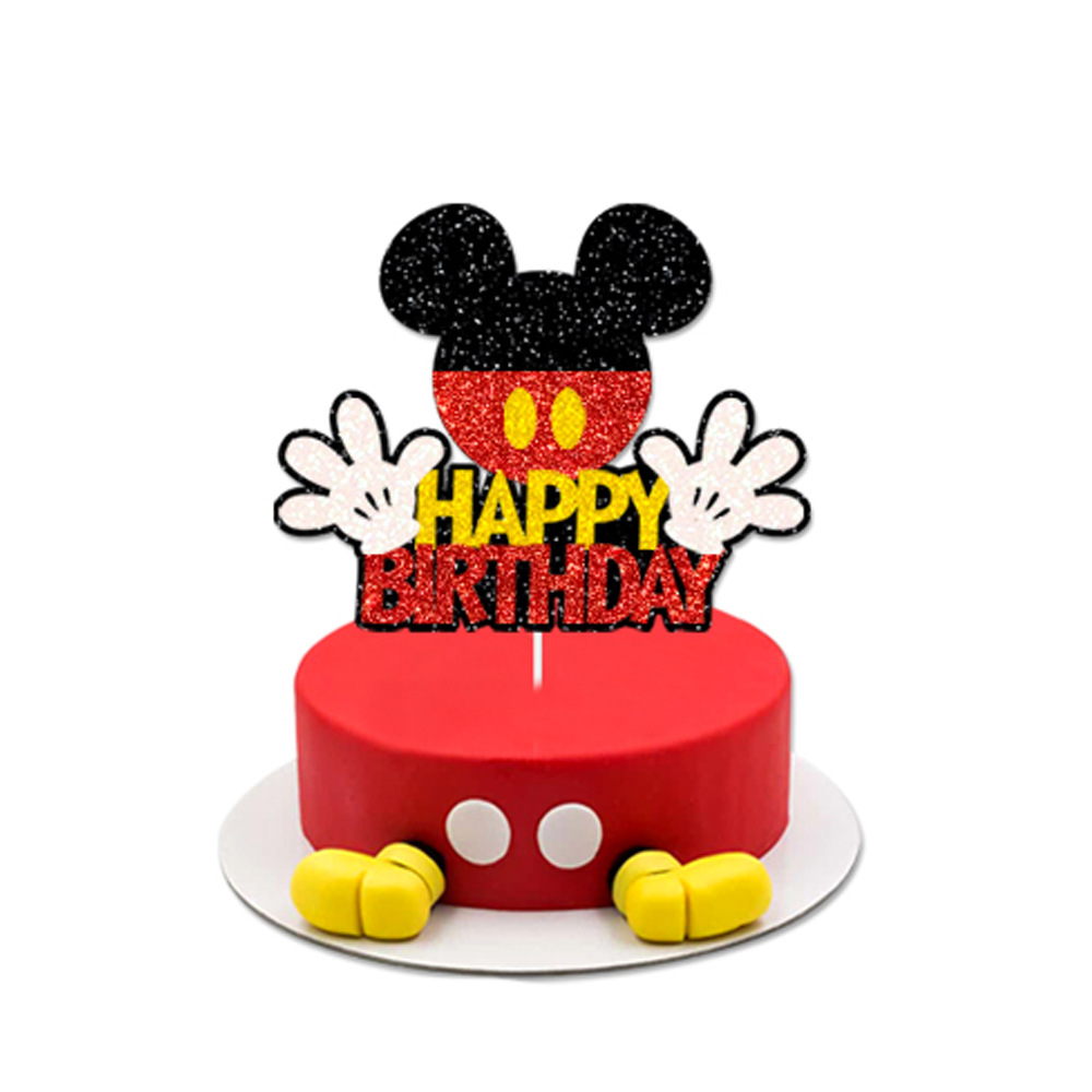 Nuevo ratón de dibujos animados tema fiesta de cumpleaños decoración Feliz cumpleaños bandera pastel tarjeta plug-in