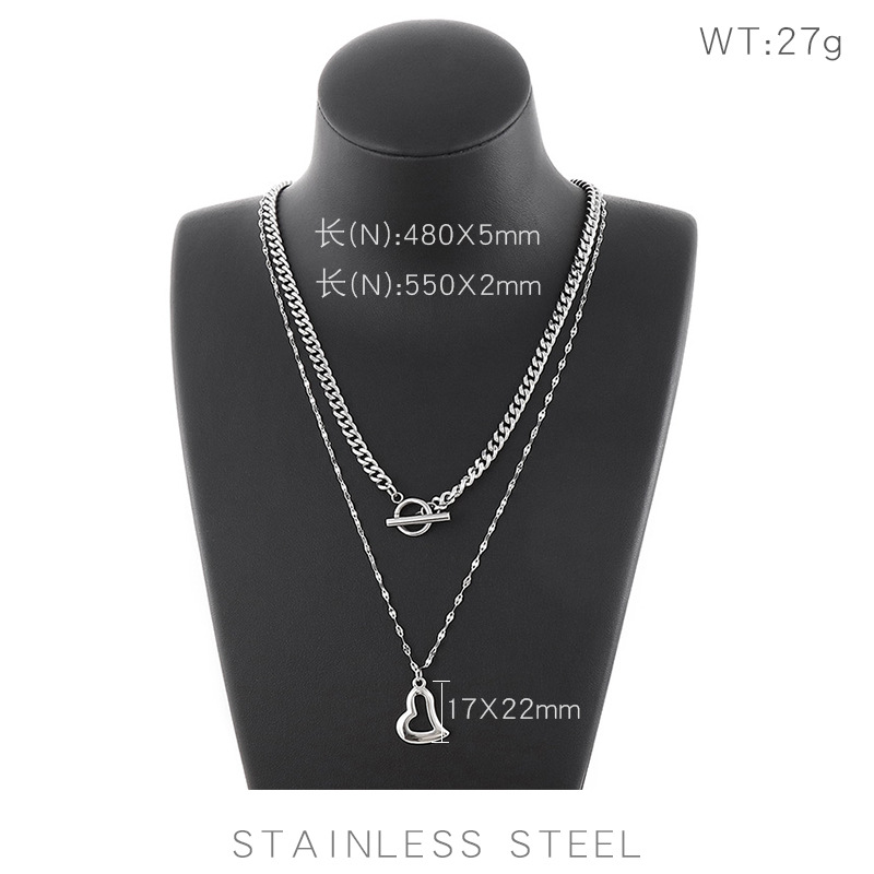 27g Weight PVD Coated Gold Plating Process 18K Gold Plated Plating Material 304 Stainless Steel Pendant Material Necklace Classification 304 Stainless Steel Chain Material Wedding, Travel Occasion 304 Stainless Steel Material Heart Pattern Women'S Gender Fashion Style Waterproof Non Tarnish Craft Gold, Silver Color PVD Coated 18K Gold Plated Heart Titanium Steel Fashion Waterproof Non Tarnish Necklace 无
