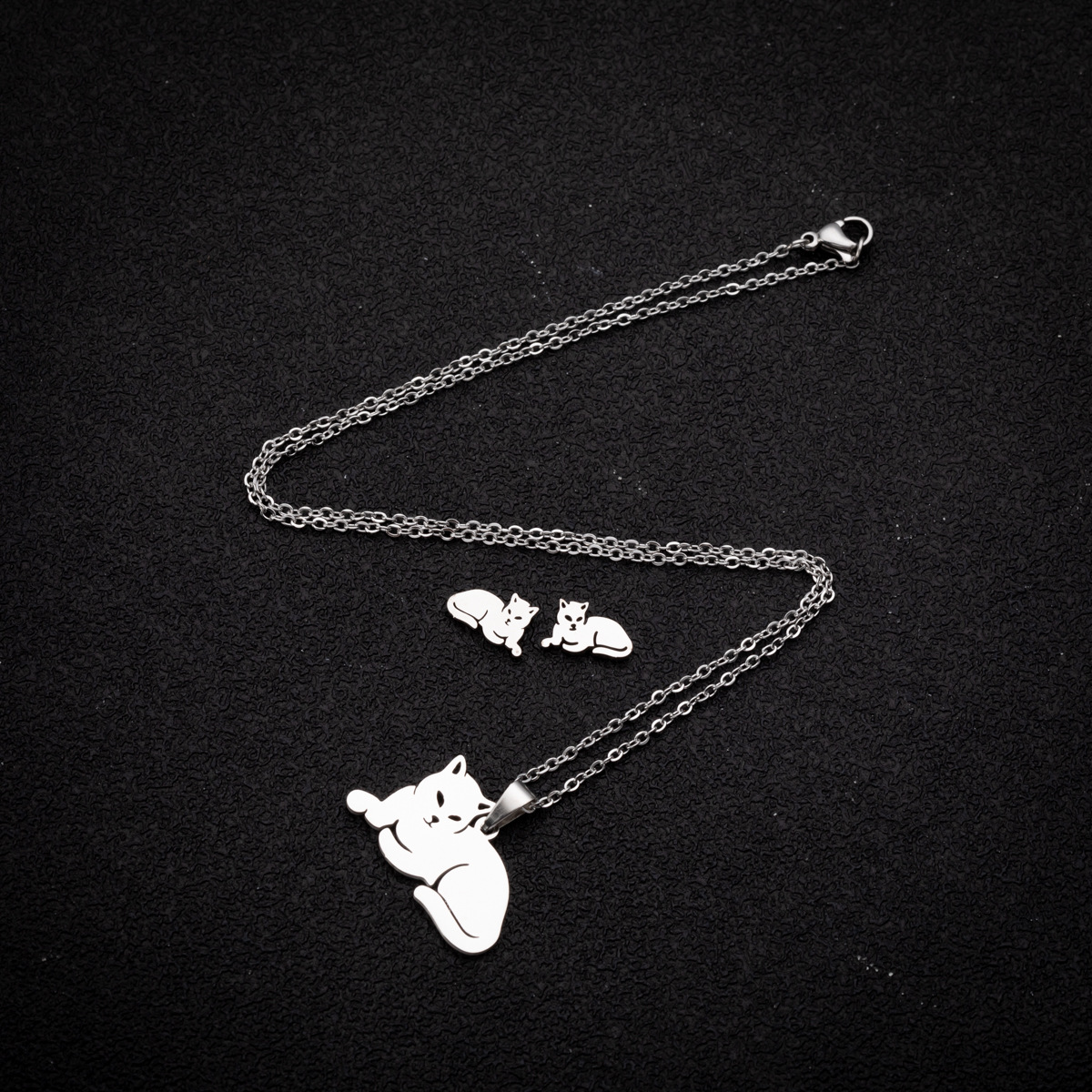 Fashion Animal Stainless Steel Plating Earrings Necklace 1 Set