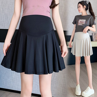 Real Shot 2025 Summer Pregnant Women's Short Skirt Elastic Quick-drying Anti-glare Short Skirt Slippery Ice Silk All-match Skirt