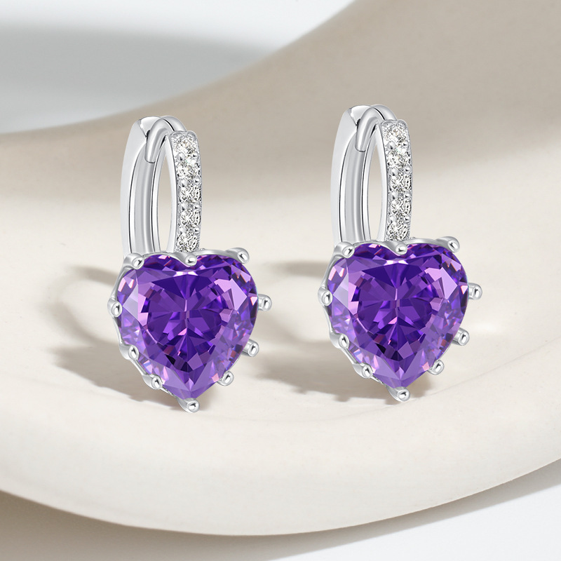 Unisex Gender 1 Pair Shiny IG Style Heart Shape Inlay Copper Zircon Earrings