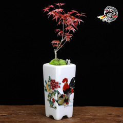 Ceramic white floral glaze pot, Zisha succulent small pot, creative mini office desk pen holder, flower pot, wholesale