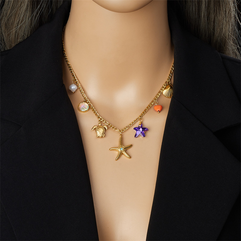 1 Piece Quantity Wholesale Jewelry Hawaiian Star 304 Stainless Steel Plating Necklace Cable Chain