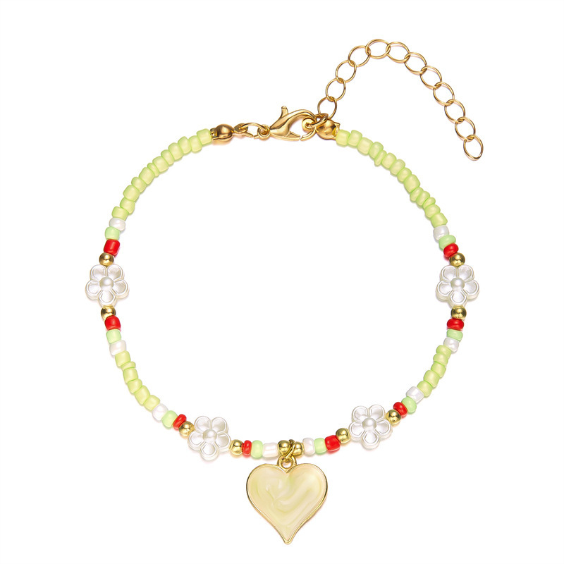 8g Weight Anklet Classification 1 Piece Quantity Holiday, Beach Occasion Seed Bead Material Heart Shape Pattern All Seasons Season Women's Gender Simple Style, Classic Style Style Wholesale Jewelry Simple Style Classic Style Heart Shape Seed Bead Anklet 9