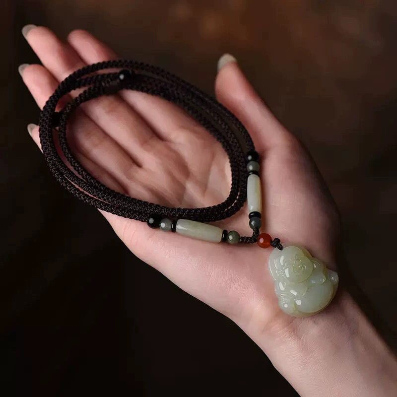 Guanyin Pendant, Maitreya Buddha Pendant, Buddha with Big Belly, Sweater Chain, Anti-Jade Pendant, Jade Pendant, Men's and Women's Necklace, Safe Protection