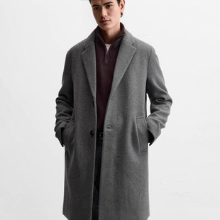 Mens Mid-length Wool Blend Coat Coat 5070/290