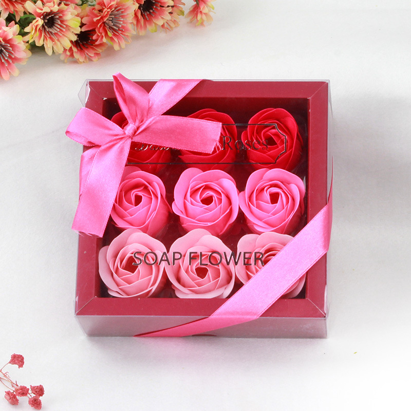 批发9朵玫瑰香皂花礼盒 情人节三八妇女节创意小礼物送客户随手礼|ru
