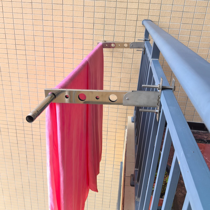 Clothes Drying Rack with Guardrail, No-Drill Folding Anti-Theft Net Clothes Hanger for Balcony Rail