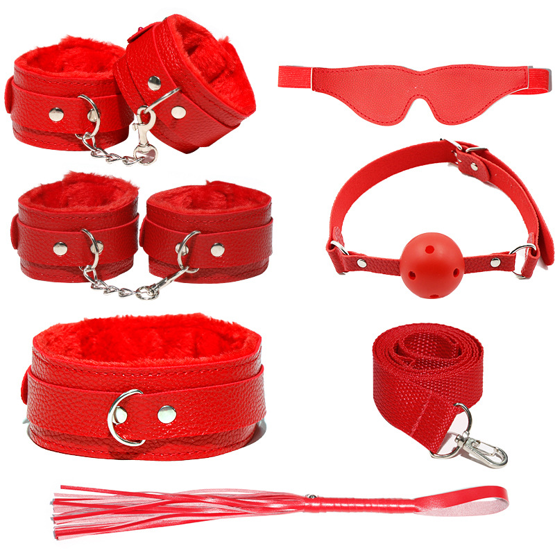 Juego de accesorios Jiuai SM incluido con esposas, látigo de cuero, tapón anal, suministros divertidos para habitaciones de parejas adultas, herramientas de juego sexual