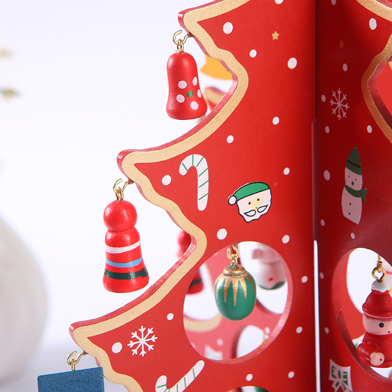 Cross-border DIY wooden Christmas tree desktop decoration Christmas decoration cute cartoon kindergarten gift wholesale