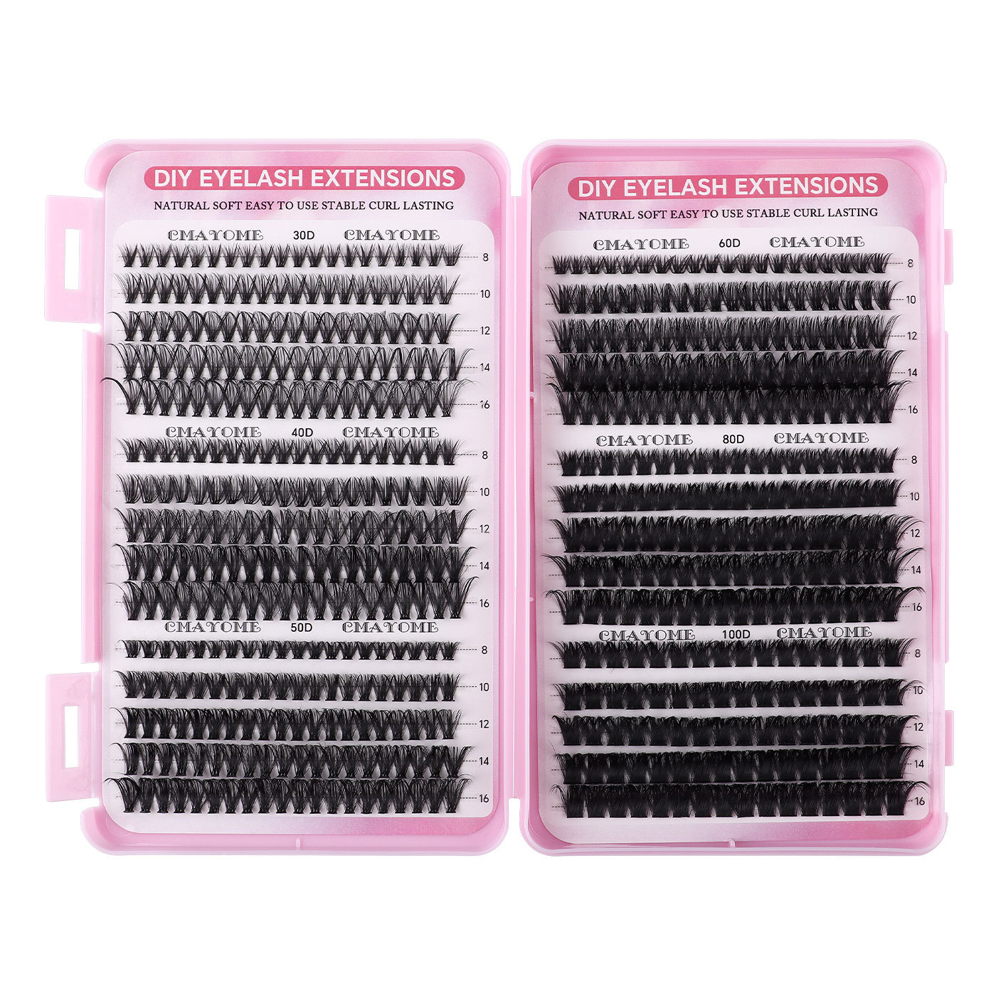 Estilo explosivo transfronterizo 640 racimos de bricolaje de un solo racimo de pelo de flor 9-16mm conjunto de extensión de pestañas postizas segmentadas curvas D gruesas naturales