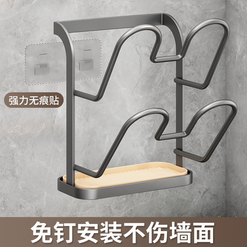 鍋蓋棚壁掛け式穴なし多層キッチン棚鍋蓋置き器まな板まな板水切りかご|undefined