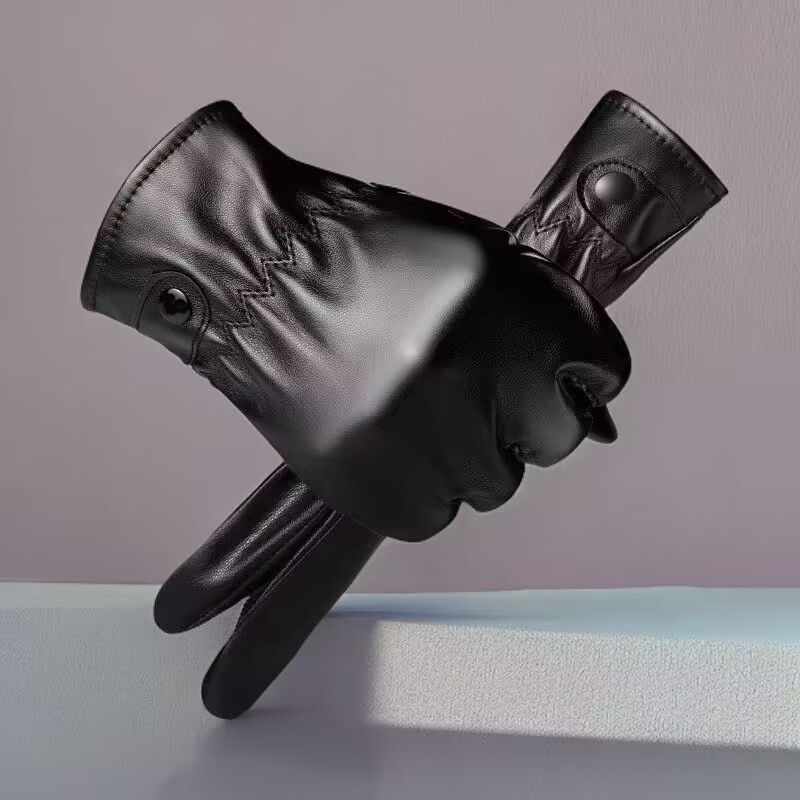 Guantes para hombres de invierno para montar al aire libre con guantes de piel de pantalla táctil caliente para automóviles eléctricos a prueba de viento a prueba de agua