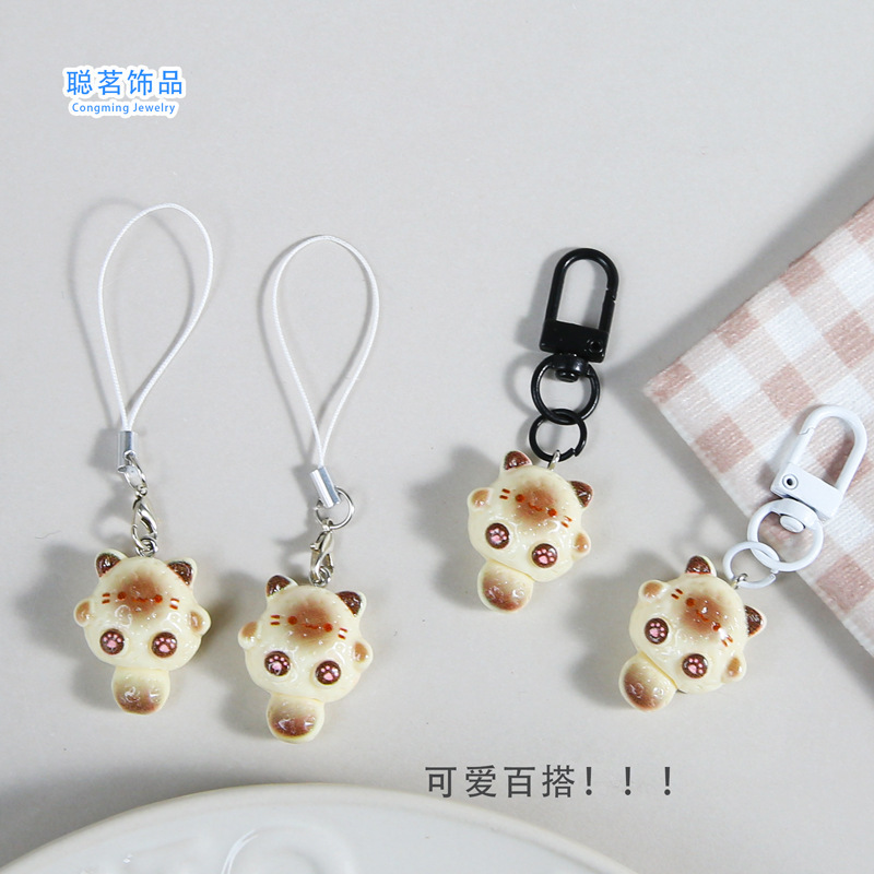 Cartoon cute Siamese cat keychain creative all-match diy men's and women's backpack ins wind decorative jewelry pendant wholesale Cartoon cute Siamese cat keychain creative all-match diy men's and women's backpack ins wind decorative jewelry pendant wholesale
