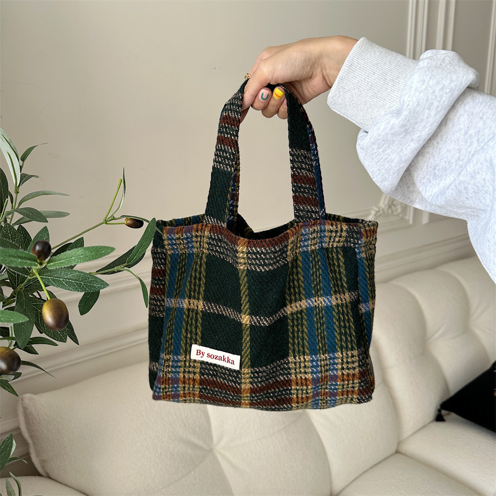 311021 textura de lana de gran capacidad bolsa de cercanías de las mujeres bolsa 2023 nuevo bolso de hombro portátil de la tela