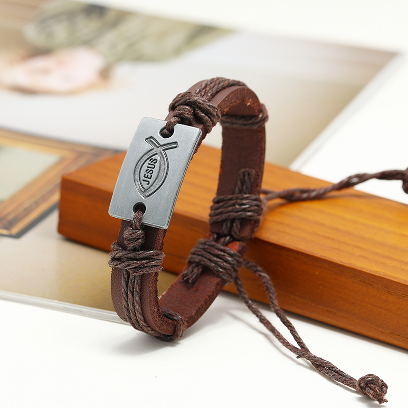 retro woven brown leather bracelet bracelet wholesale