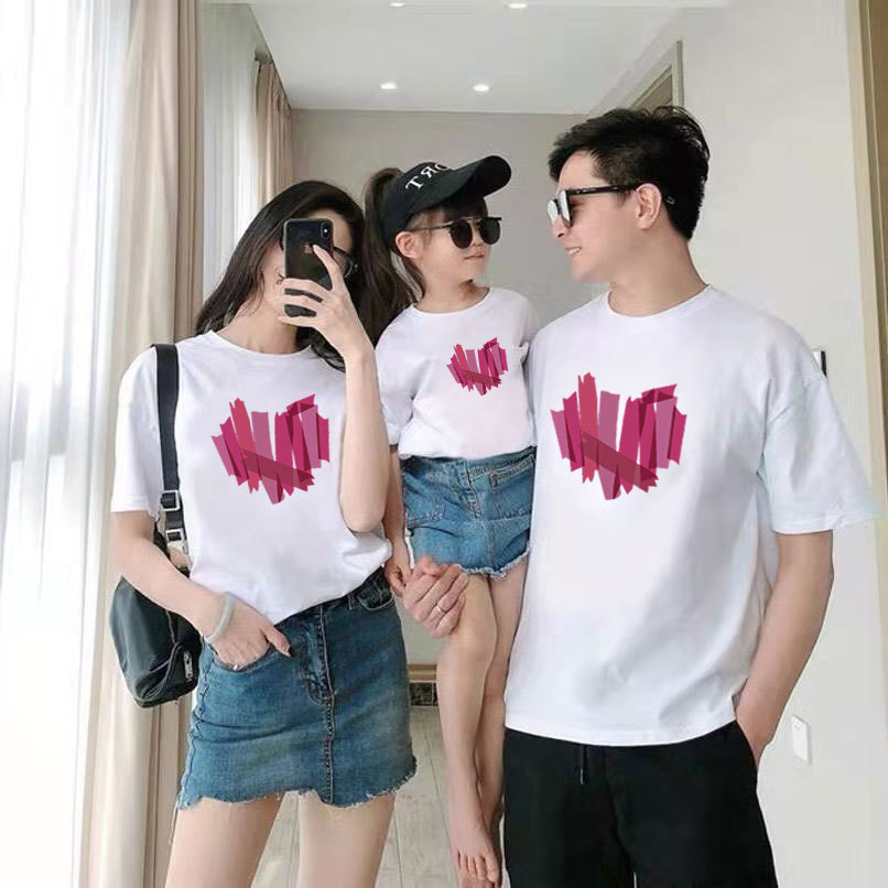 2026 New Trendy Parent-Child Short-Sleeve Outfits for Three or Four People, Family Uniforms, Kindergarten Class Uniforms, Mother-Daughter T-Shirts
