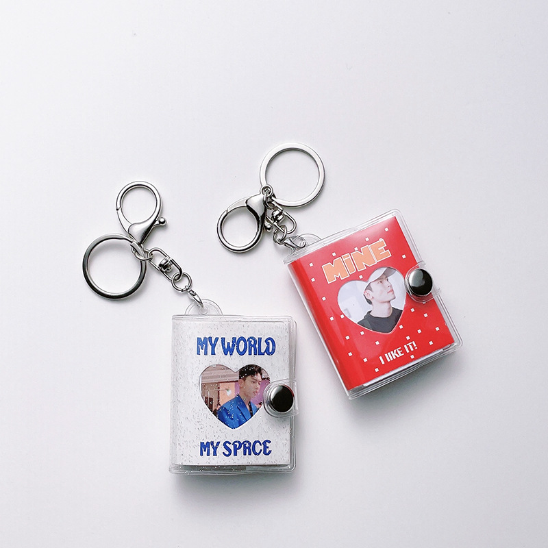 1 pulgada 2 pulgadas MINI álbum de fotos llavero Big Head Photo Star libro de almacenamiento de fotos MINI álbum de fotos
