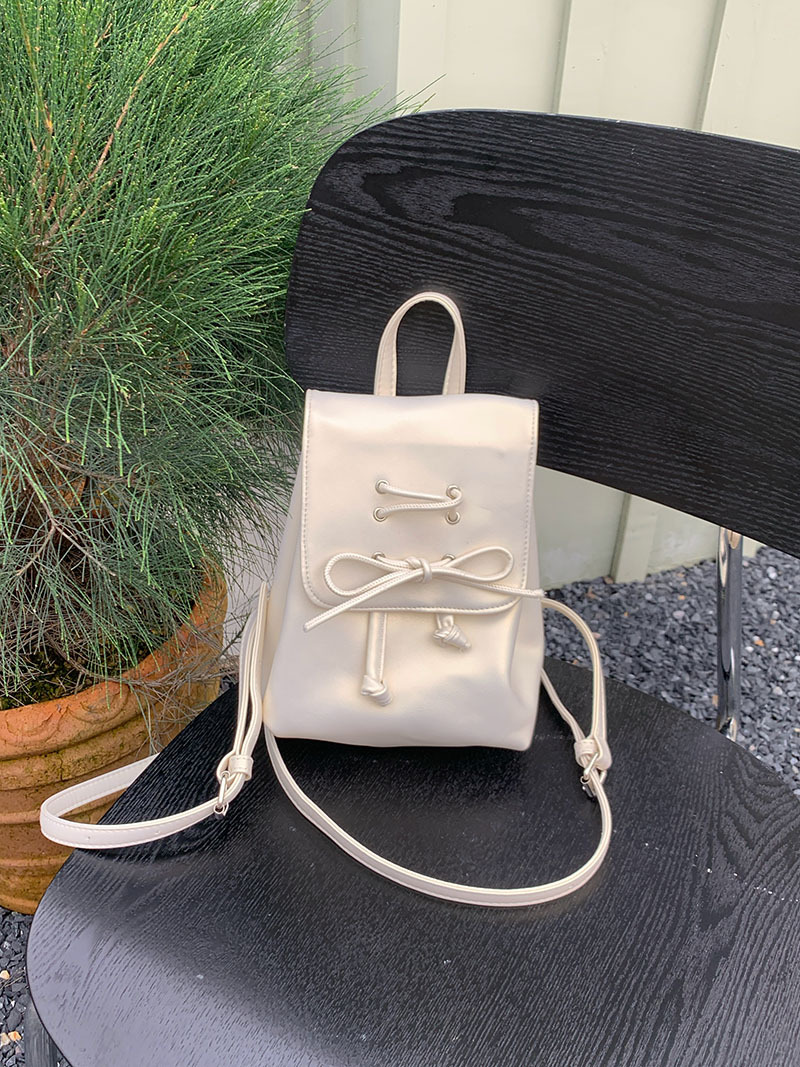 Ballet style bow double shoulder women's bag 2024 new trendy Korean backpack, cute portable shoulder bag schoolbag_voghion.com
