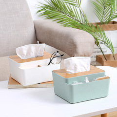 Creative Japanese tissue box, desktop multifunctional wooden tissue box, living room coffee table tissue storage box customization