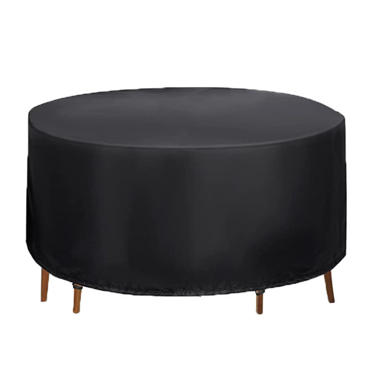 跨境专供圆桌罩黑色防水罩桌椅罩防晒210d牛津布户外圆桌罩餐桌罩