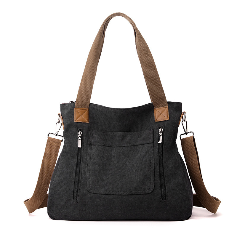 Bolso Tote de Hombro para Mujer de Lona de Gran Capacidad con Cierre para Uso Diario image 5