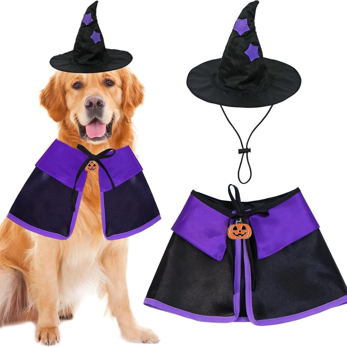 Трансграничные товары для домашних животных Собачья шляпа одеваются классная кошка шляпа черная фиолетовая звезда дорогая Тедди волшебная шляпа волшебника
