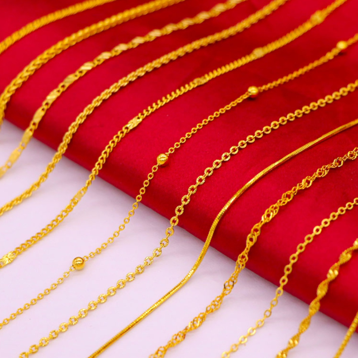 正品越南沙金项链女仿18k黄金色999蛇骨链镀金单链子无吊坠锁骨链