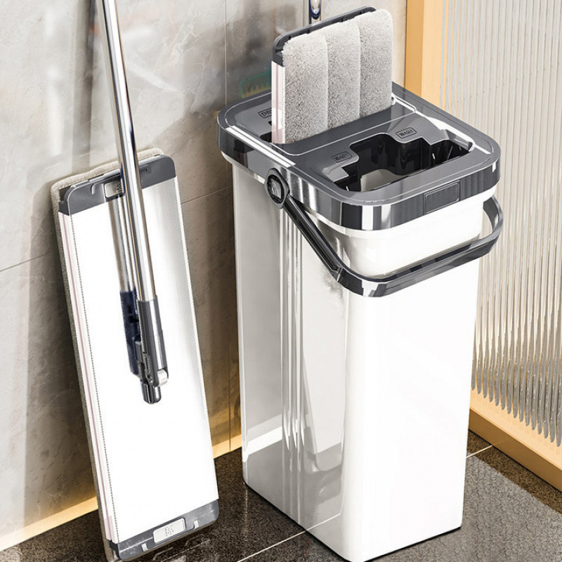 2025 New Wet and Dry Dual-Use Aluminum Plate Hands-Free Scraper Mop Household Floor Cleaning Magic Flat Mop Lazy Mop