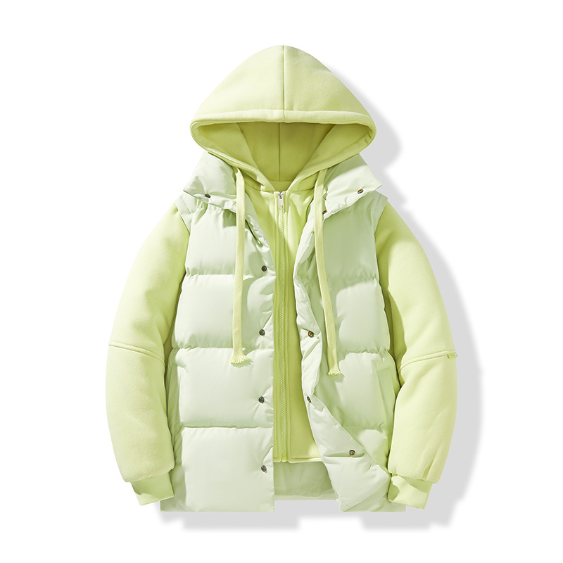 Fake Two-piece Padded Jacket Men's Loose Padded Jacket Loose Casual Hooded Padded Jacket_viptrois.com