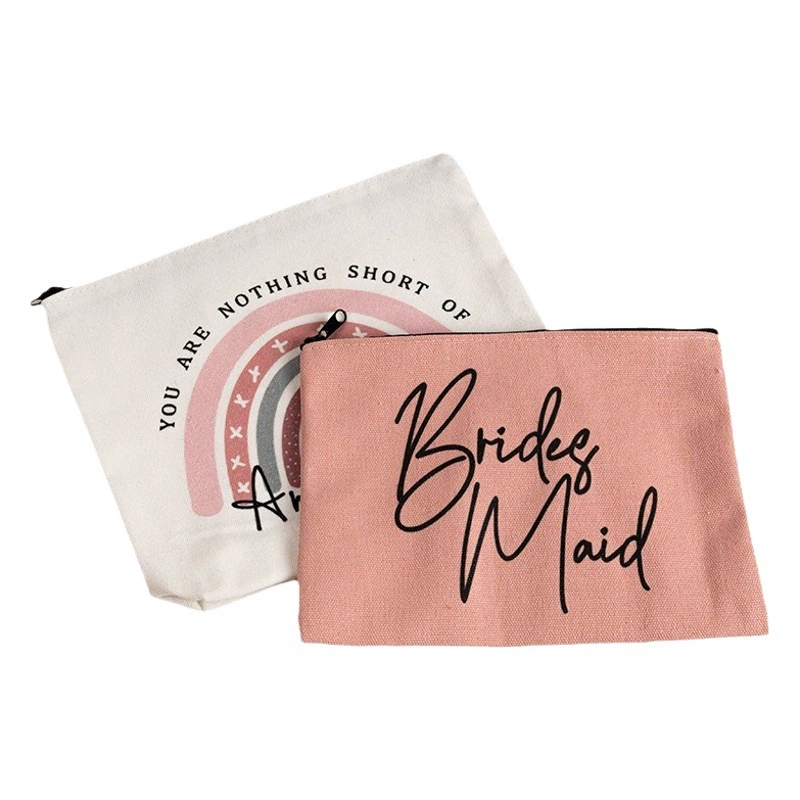 Косметичка-пенал из хлопка для путешествий Amazon, с возможностью нанесения логотипа, на молнии, маленькая сумка для хранения, простой хлопковый кошелек для мелочи