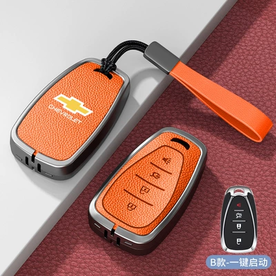 Suitable for Chevrolet Key Set — Car key bag - standard-model-b-smart-4-button-emma-orange-zinc-alloy-shell-hand-strap