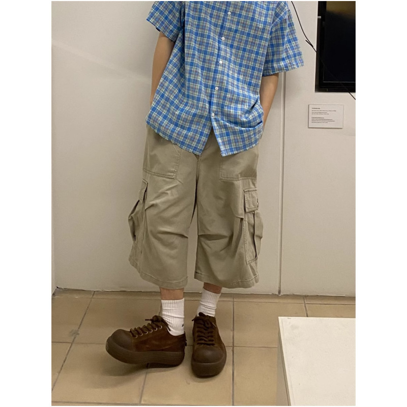 2025 Casual Pants New Fashion Trendy Brand Men's All-match Trendy Summer Capri Pants Loosen Crane Pants