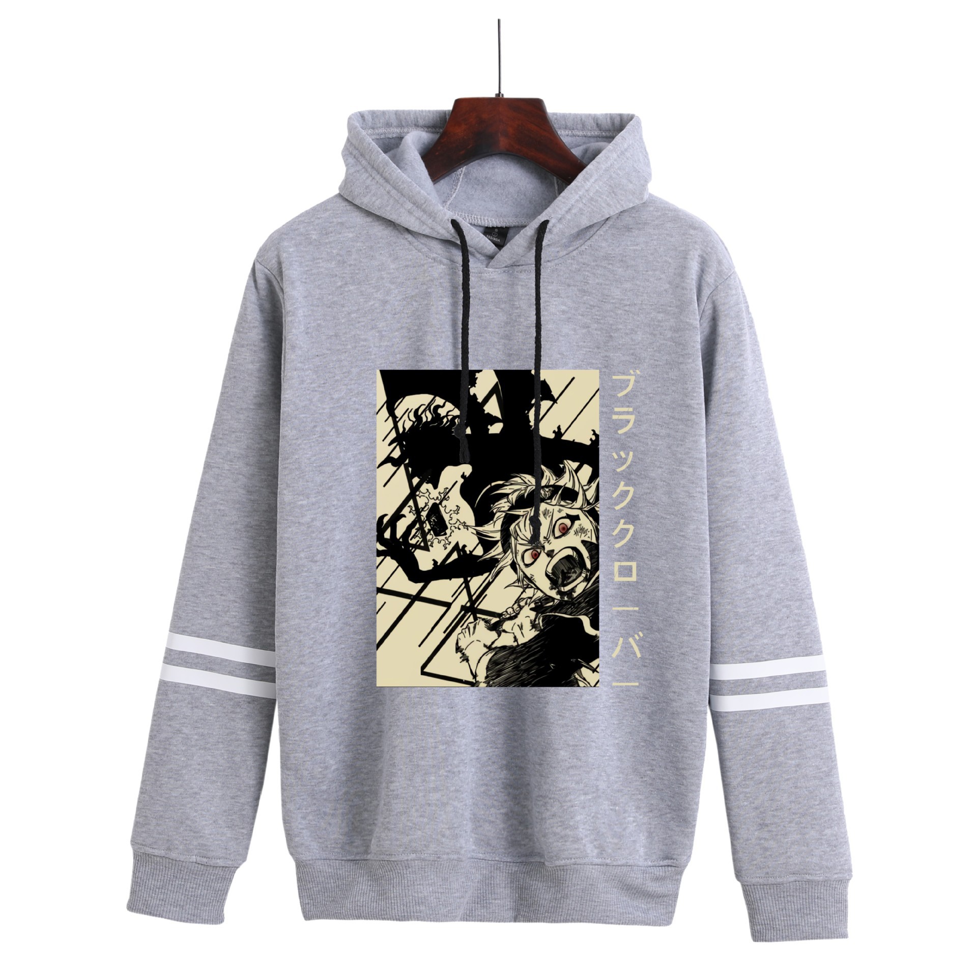Sudadera con capucha con estampado periférico de trébol de cuatro hojas negro de anime suéter suelto casual transfronterizo