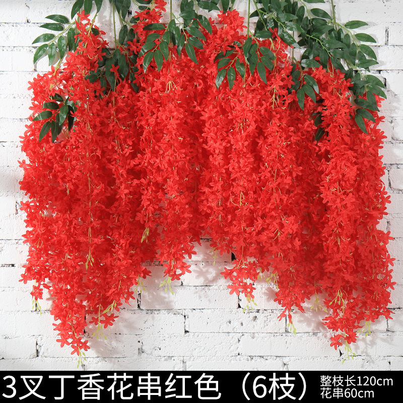 3 포크 라일락 꽃 끈 레드 6 가지)