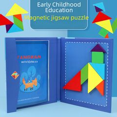 Early Education Wooden Magnetic Tiles Book Clip Tangram for Second and First Grade Students Learning Teaching Tools Puzzle Pieces