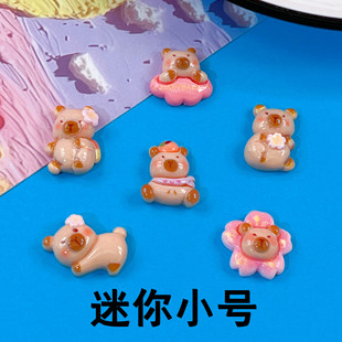 Mini small size Cherry Blossom Flower Label Sleeping Capibala Nail Hairpin Cream Gel DIY Resin Accessories