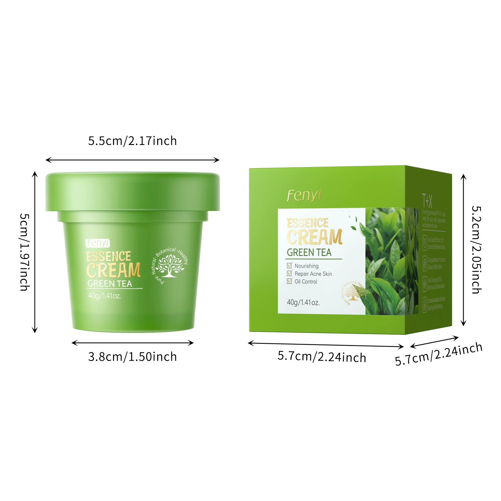 Крема Essence (Fenyi) 40 г — зеленый чай, увлажнение и контроль жирности