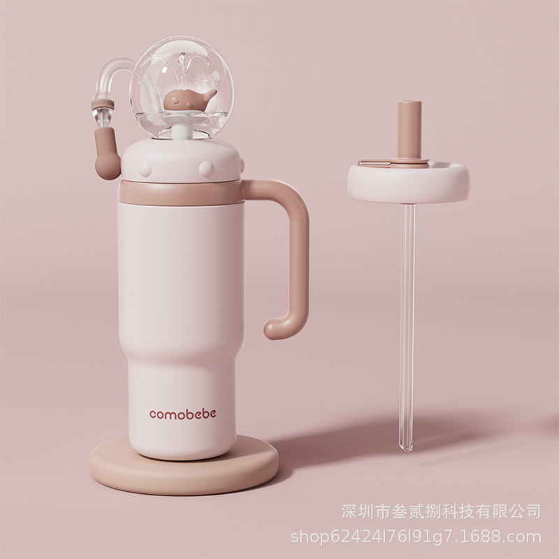 Taza de agua para niños ballena spray bebé taza de paja kindergarten hogar buceo beber diversión taza de verano