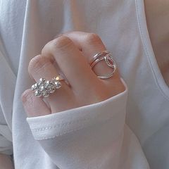 一串葡萄圓珠戒指女個性時尚線條纏繞S925銀開口指環ins食指戒潮