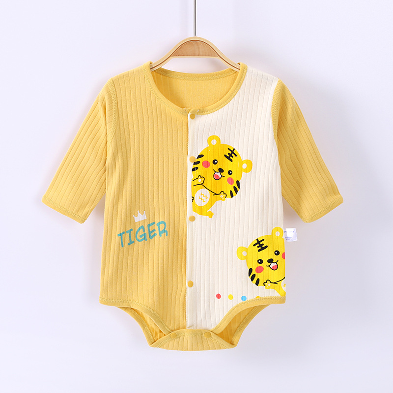 Bodysuit baby spring and autumn Long sleeve Autumn Newborn clothes Conjoined baby pajamas triangle Romper pure cotton Summer wear