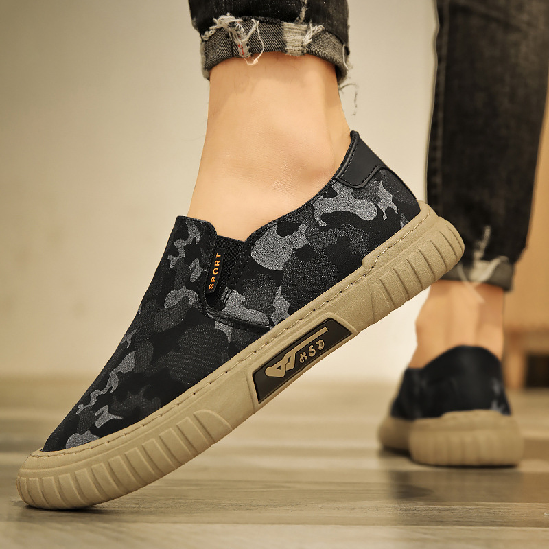 Camouflage Canvas Men's Shoes Summer New Fashion Breathable Outdoor Sports Casual Shoes Slip-on Men's Trendy Men's Shoes
