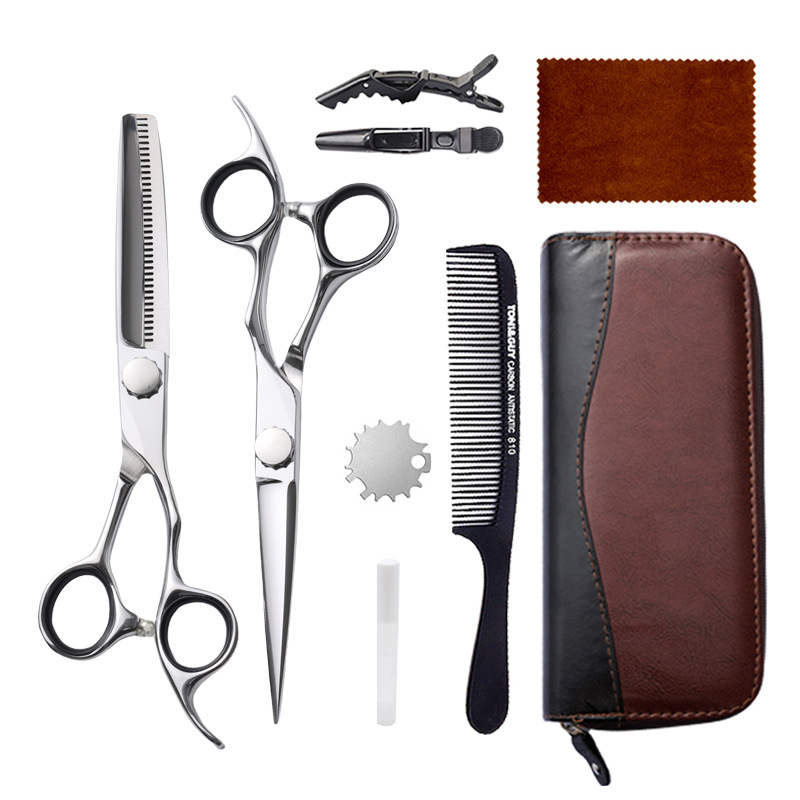 Juego de tijeras de peluquería de 6 pulgadas, acero inoxidable 440C, tijeras planas, tijeras de entresacar, herramienta para flequillo, tijeras de peluquería Amazon