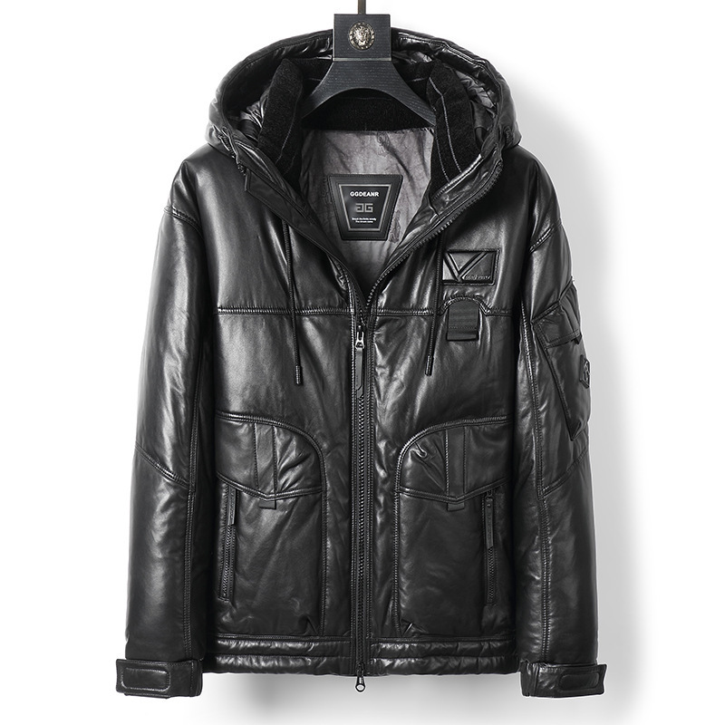 Winter New Men's Genuine Leather down Jacket 90 White Duck down Thickeneded Bread Jacket Goatskin Jacket Haining Men's Clothing Winter New Men's Genuine Leather down Jacket 90 White Duck down Thickeneded Bread Jacket Goatskin Jacket Haining Men's Clothing