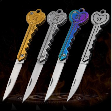 厂家批发折叠刀OK钥匙小刀不锈钢防身小折刀户外求生刀拆快递小刀