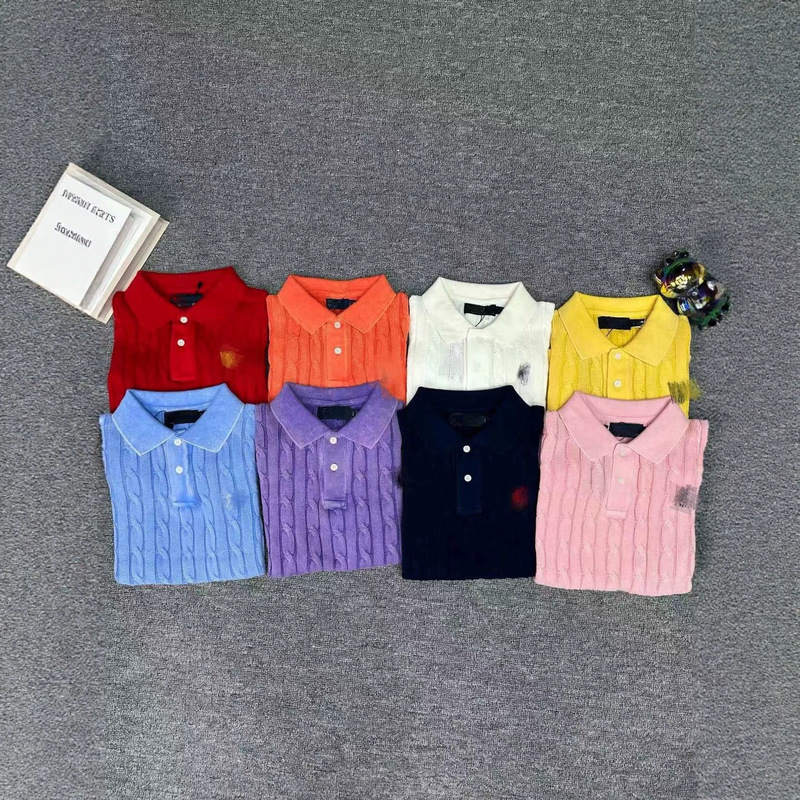 26 Spring/Summer New High-Quality Qr Code Scannable Rl Ralph Lauren Knit Polo Short-Sleeve Shirt with Solid Color and Pony Embroidery