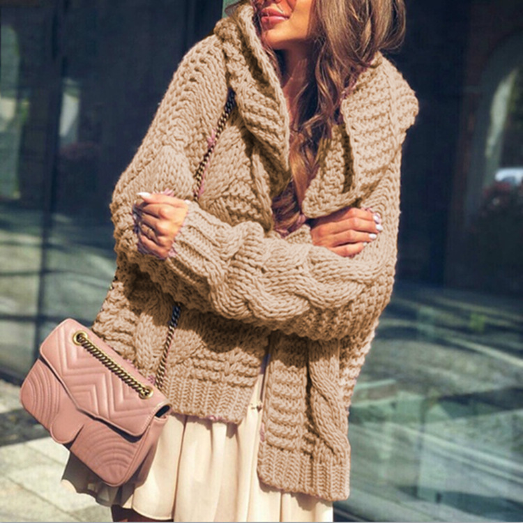 Transfronterizo europeo y americano de las mujeres de la aguja gruesa suéter de las mujeres del otoño y el invierno Nueva engrosada moda suelta chaqueta TX5051 image 7