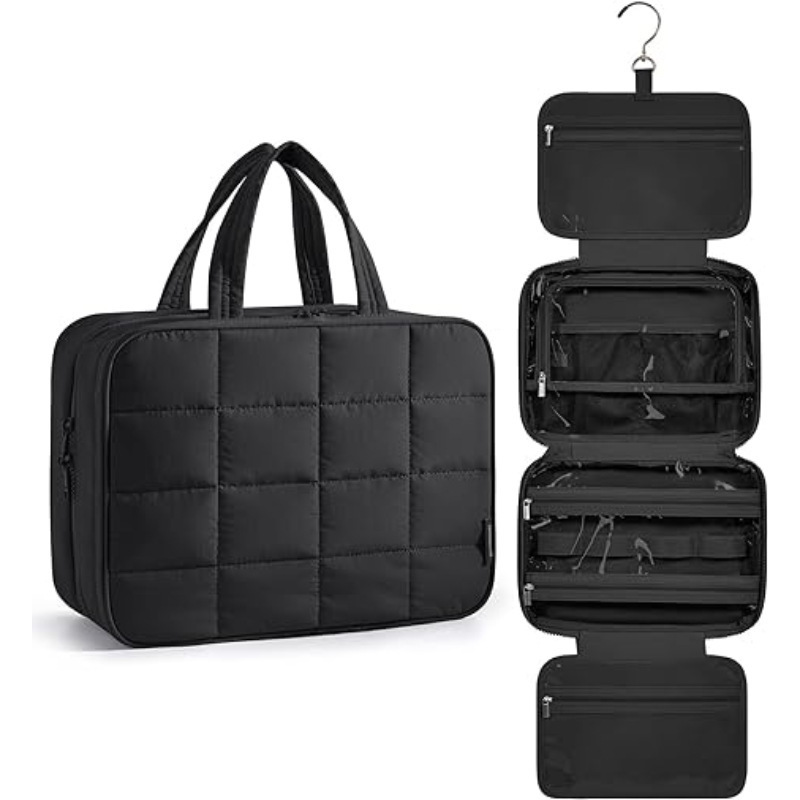 Bolsa de maquillaje multifuncional de gran capacidad de Amazon, bolsa de almacenamiento de viaje conveniente, bolsa de almacenamiento plegable de joyería