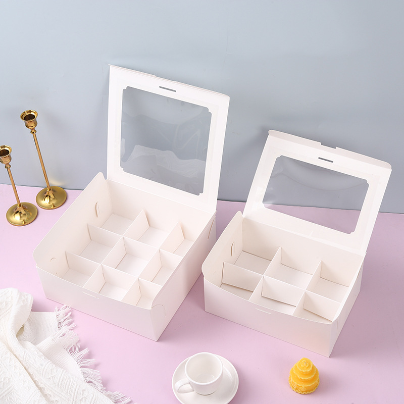 Nine-grid dessert box paper cupcake box pastry packing box cupcake six-grid pastry box gift box